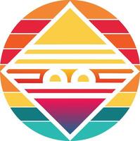 Retro Sunset Diamond Geometric Abstract Summer Design Art vector