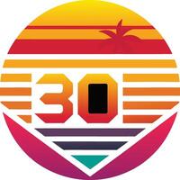 Retro Sunset Thirty Beach Vibes Summer Thirty Anniversary Design vector