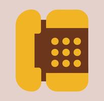 Retro Yellow and Brown Push Button Telephone Icon Graphic vector