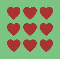 Nine Red Hearts Patterned Background Love Graphic Design vector