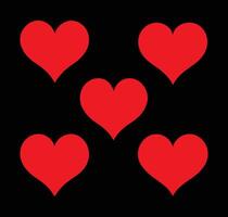 Five Red Hearts Pattern, Simple Love Background, Romantic Design vector