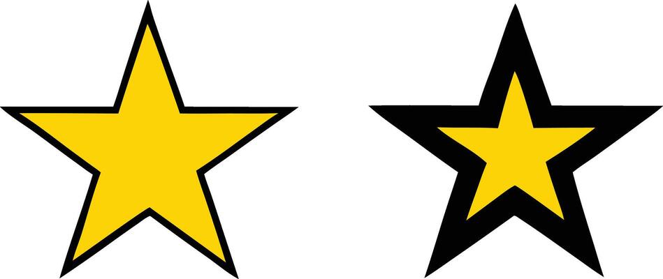 Two FivePointed Stars Yellow, Black Outline, Graphic Design