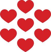 Seven Red Hearts Pattern Love, Romance, Valentines Day Symbols vector