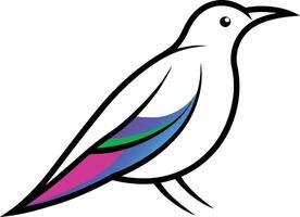 Stylized Bird Illustration Colorful Wings, Avian Design, Simple Lines vector
