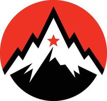 Summit Achievement Red Circle Mountain Star Peak Icon Design vector