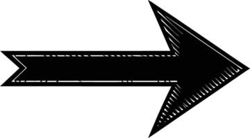 Black HandDrawn Arrow Right Direction Pointer Graphic Design Element vector