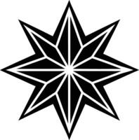 EightPointed Star Geometric Design Black, White, Sharp Points vector