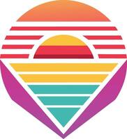Retro Sunset Gradient Design Vibrant Stripes, Summer Vibes, Beach Aesthetic vector