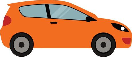Orange Compact Car Side View Illustration, Simple Design vector
