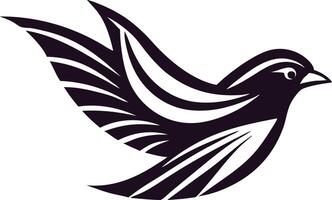 Stylized Bird Design Monochrome Avian Art, Winged Creature vector