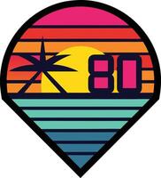 Retro 80s Sunset Beach Palm Tree Summer Vibe Graphic Design vector