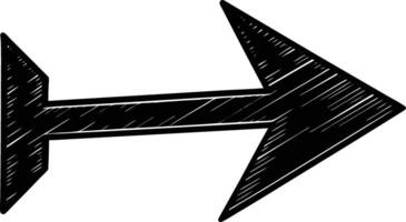 Handdrawn Black Arrow, Right Direction, Navigation Symbol, Graphic Design Element, Illustrati vector