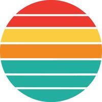 Retro Sunset Stripes Summer Vibes, Circle Design, Colorful Horizon vector