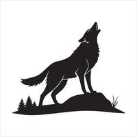 Editable Wolf Silhouette Illustrations in EPS Format vector