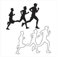 Dynamic Runners in Silhouette vector