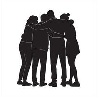 Silhouette of Togetherness Group Hug vector