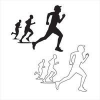 Silhouette of Running Figures vector