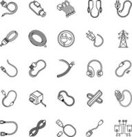 Electrical Connectors, Cables, Cords, Plugs, and Power System Icons vector