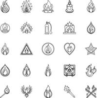 Fire Icons Flames, Symbols, and Burning Objects Collection vector