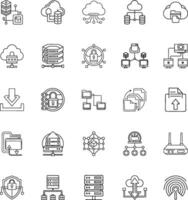 Cloud Computing Network Data Server Security System Icons vector