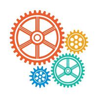 Colorful gears icon for industrial and engineering projects. vector