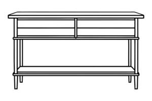 Minimalist line drawing of a console table line art design.eps vector