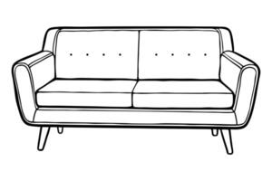 Minimalist line drawing of a loveseat compact sofa design line art design.eps vector