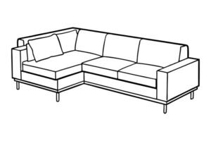 Minimalist line drawing of a corner sofa line art design.eps vector