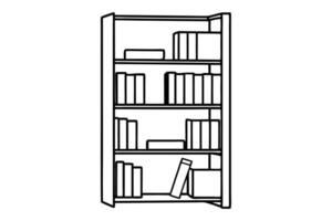 Minimalist line drawing of a bookshelf line art design.eps vector