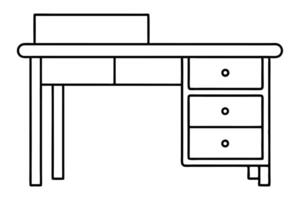 Minimalist line drawing of a office desk line art design.eps vector