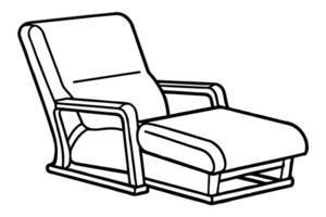 Minimalist line drawing of a recliner chair, adjustable backrest line art design.eps vector