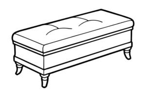 Minimalist line drawing of a ottoman, rectangular shape line art design.eps vector