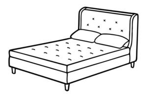 Minimalist line drawing of a upholstered bed frame line art design.eps vector