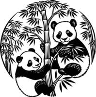 Panda bears in bamboo tree vector