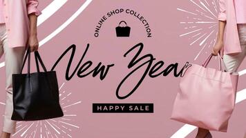 Pink New Year Online Shop Facebook Cover template