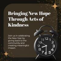 Black New Year Charity Project Linkedin Post template
