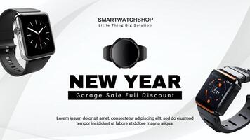 White Smartwatch e-Commerce New Year Facebook Cover template