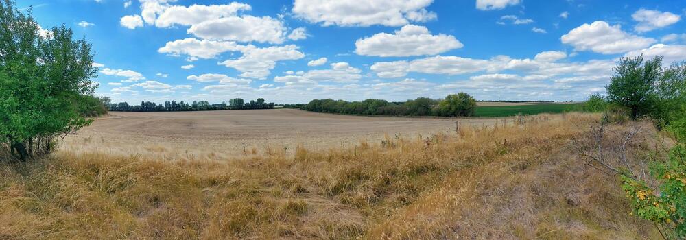 View over barren and dry fields near Magdeburg, Germany photo