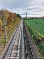 New and old rail tracks in Magdeburg, Germany photo