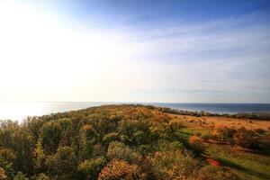 Sea coast and sunlight on the small island Greifswalder Oie in Germany photo