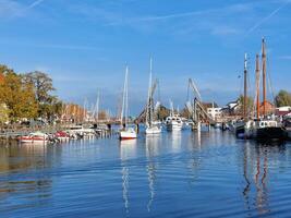 Marina and historic flap bridge in Greifswald, northern Germany photo
