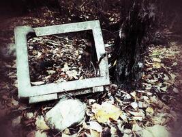 Grungy shot of remains of an old crt monitor slowly decaying photo