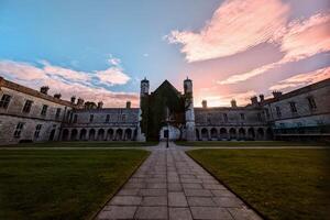 The University of Galway, quadrangle at sunset in Ireland, amazing architecture and landmark, medieval building photo