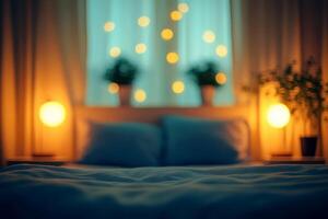 concept of sleep hygiene cozy bed with soft pillows and comfortable sheets set in peaceful bedroom environment quiet atmosphere healthy bedtime routine and restful night. photo