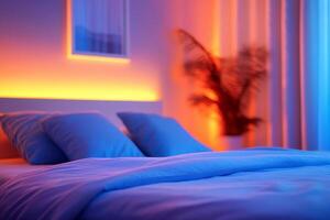 concept of sleep hygiene cozy bed with soft pillows and comfortable sheets set in peaceful bedroom environment quiet atmosphere healthy bedtime routine and restful night. photo