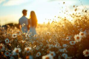 a couple wedding outdoor . blurry beauty flower land scape with defocused effect. photo