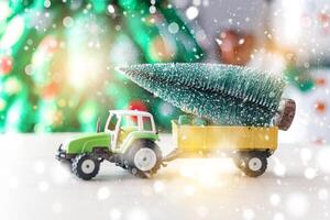 Beautiful Christmas blur background with Christmas tree lights in the evening, Happy New Year 2025 photo