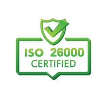 ISO 26000 Social Responsibility Certification Icon Ethical Business Standards Badge vector