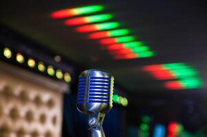 retro microphone at concert photo