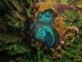 Geyser blue, silver lake with thermal springs photo